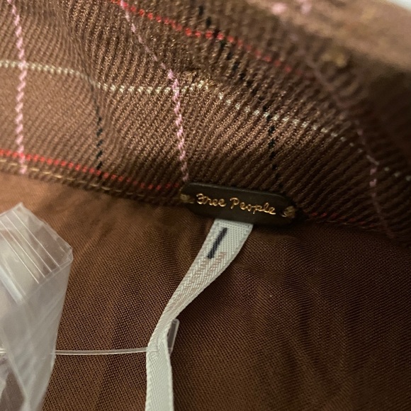 Free People Brown Checkered Skirt with Buttons NWOT - Picture 3 of 12